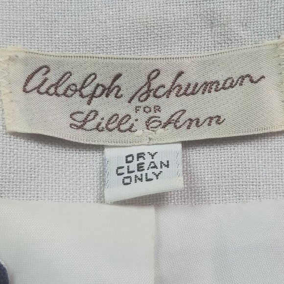 Vintage White & Navy Cropped Open Front Blazer By Lilli Ann, Women's Small - Picture 5 of 9